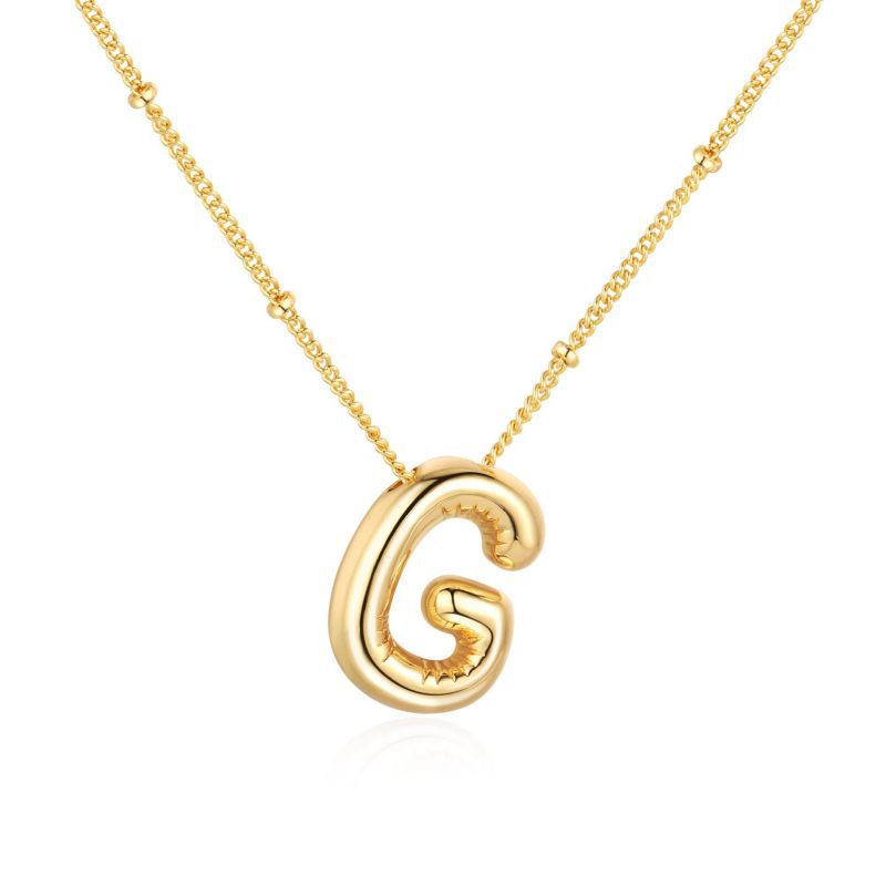 26 letter necklace stainless steel chubby bubble letter English necklace 263