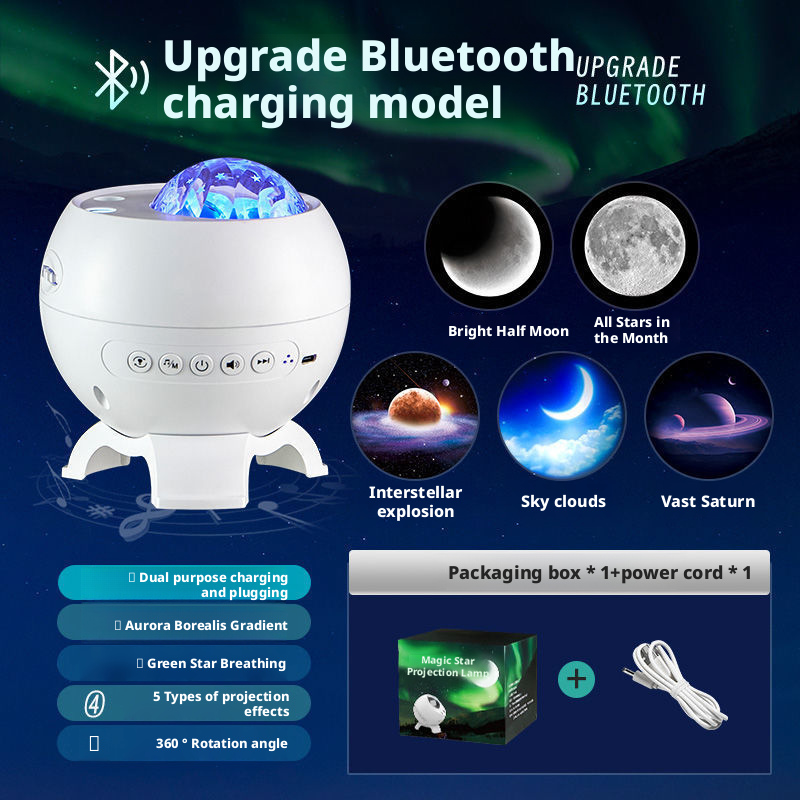 Ten thousand Mars overhead projection lights, Northern Lights atmosphere, romantic atmosphere, bedroom with stars all over the sky 543
