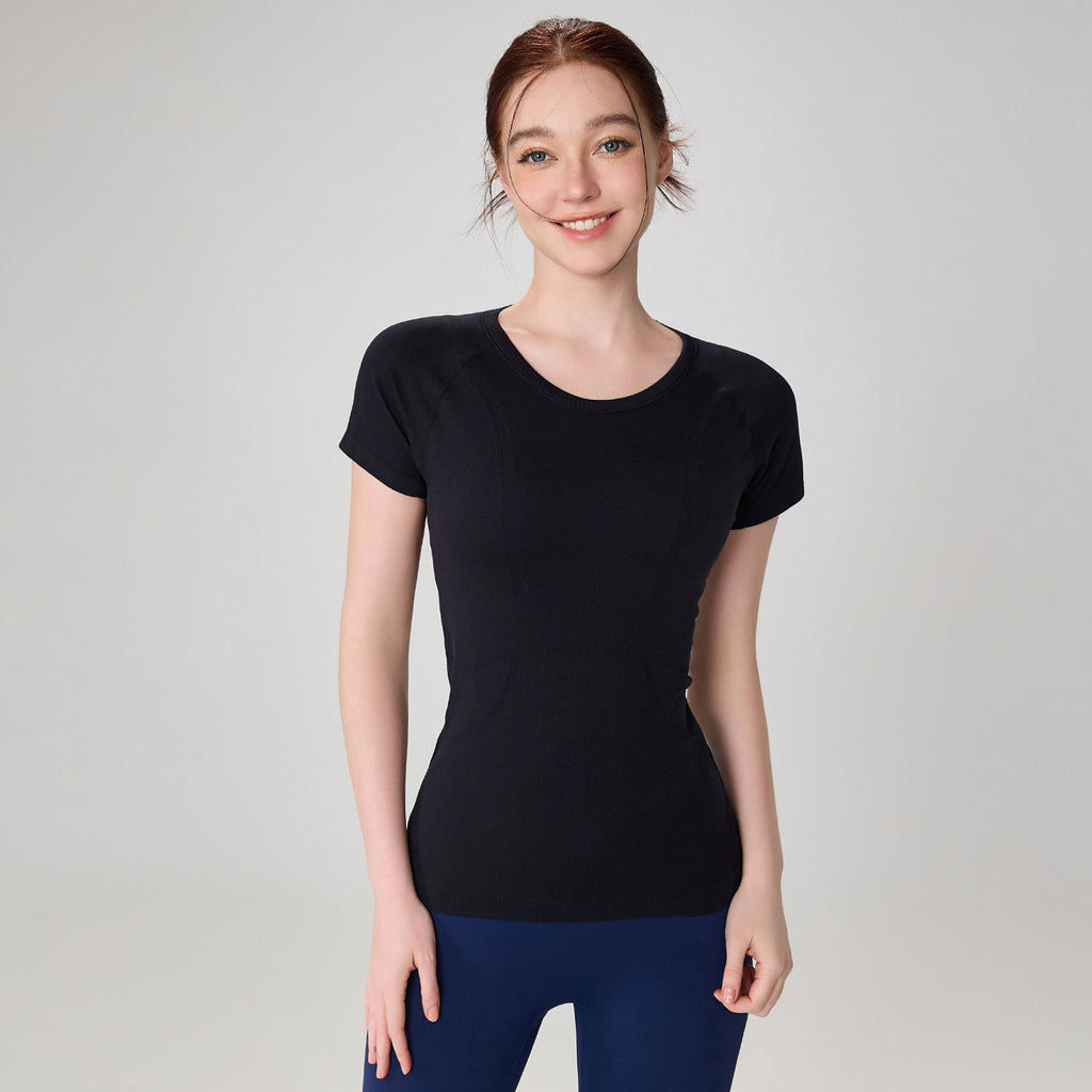 7A Antibacterial Slimming Yoga Short-Sleeve Crew Neck Breathable Running Sports T-Shirt 42001TX