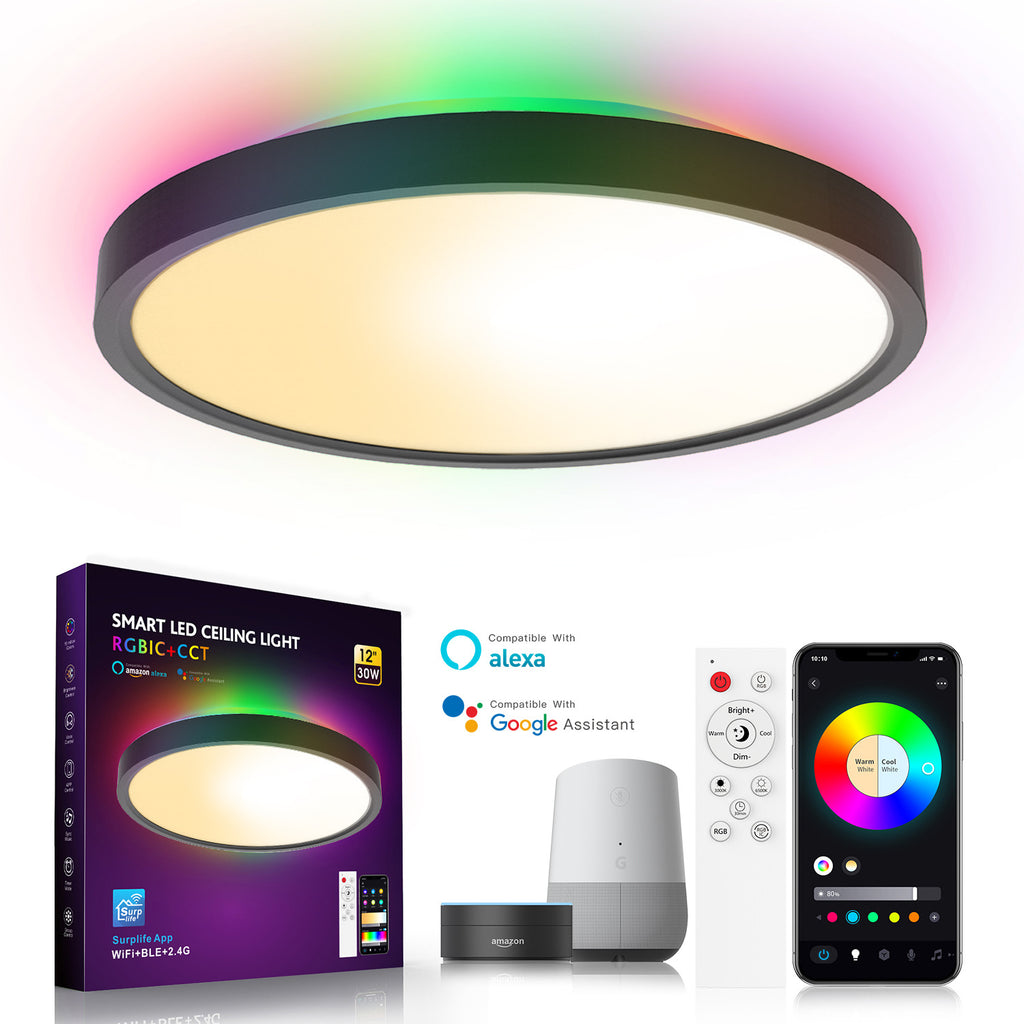 Modern intelligent WIFI ceiling light Bluetooth remote control dimming and color matching Alexa voice ultra-thin 30W 548