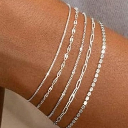 Fashionable explosive exquisite metal set bracelet 5-piece set 280
