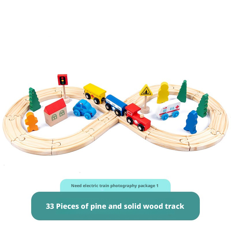 High speed rail wooden track car simulation electric train wooden small train toy package 206