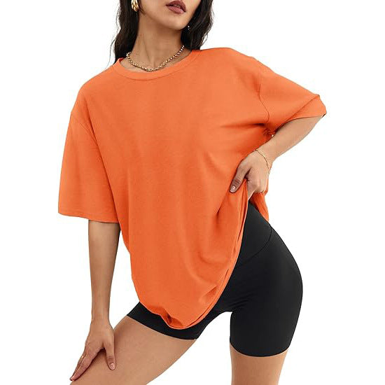 Plus Size Women's Round Neck T-Shirt Pullover Loose Short Sleeve 490