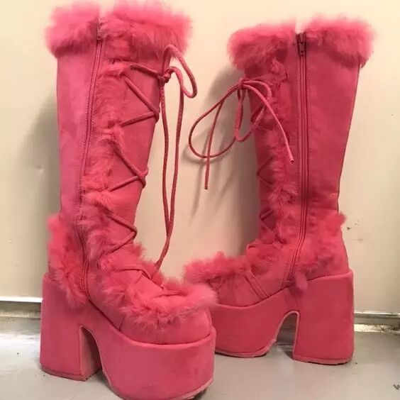 Autumn and Winter Thick Bottom 40-43 Large Hairy High Heels Tall Women's Boots 111