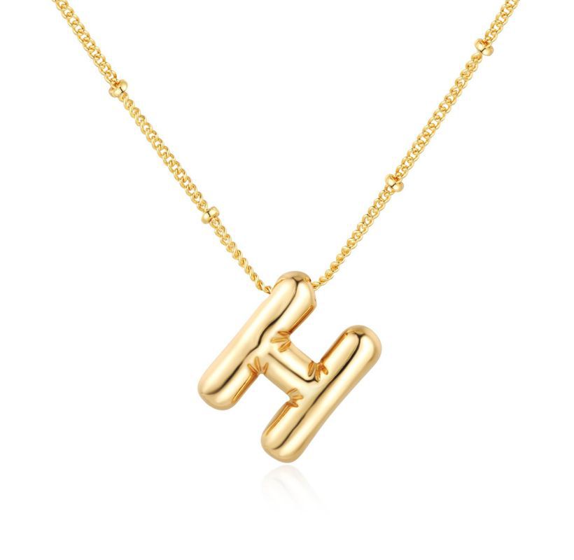 26 letter necklace stainless steel chubby bubble letter English necklace 263