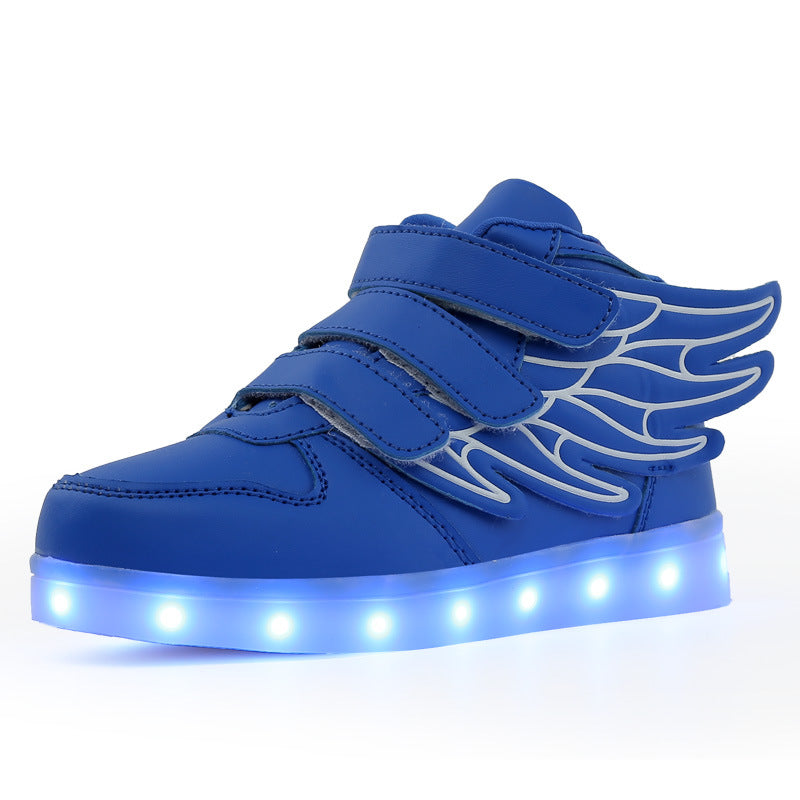 High-top winged light-up sole shoes with LED lights and charging function 096