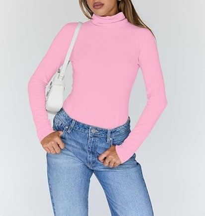 High-neck long-sleeved shirt, basic autumn thermal underwear 488