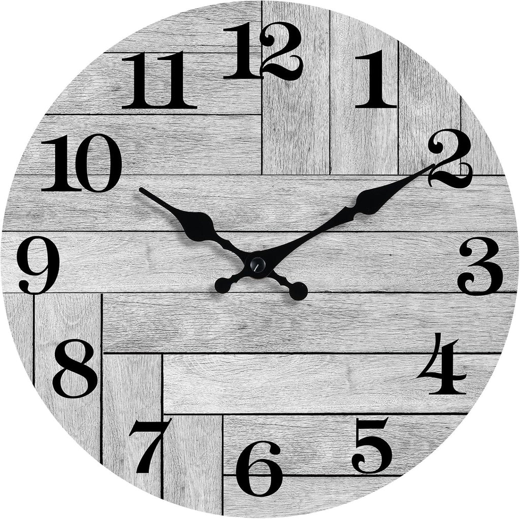 Simple wood grain living room clock, silent circular clock, wall mounted clock, home living room decoration clock 586
