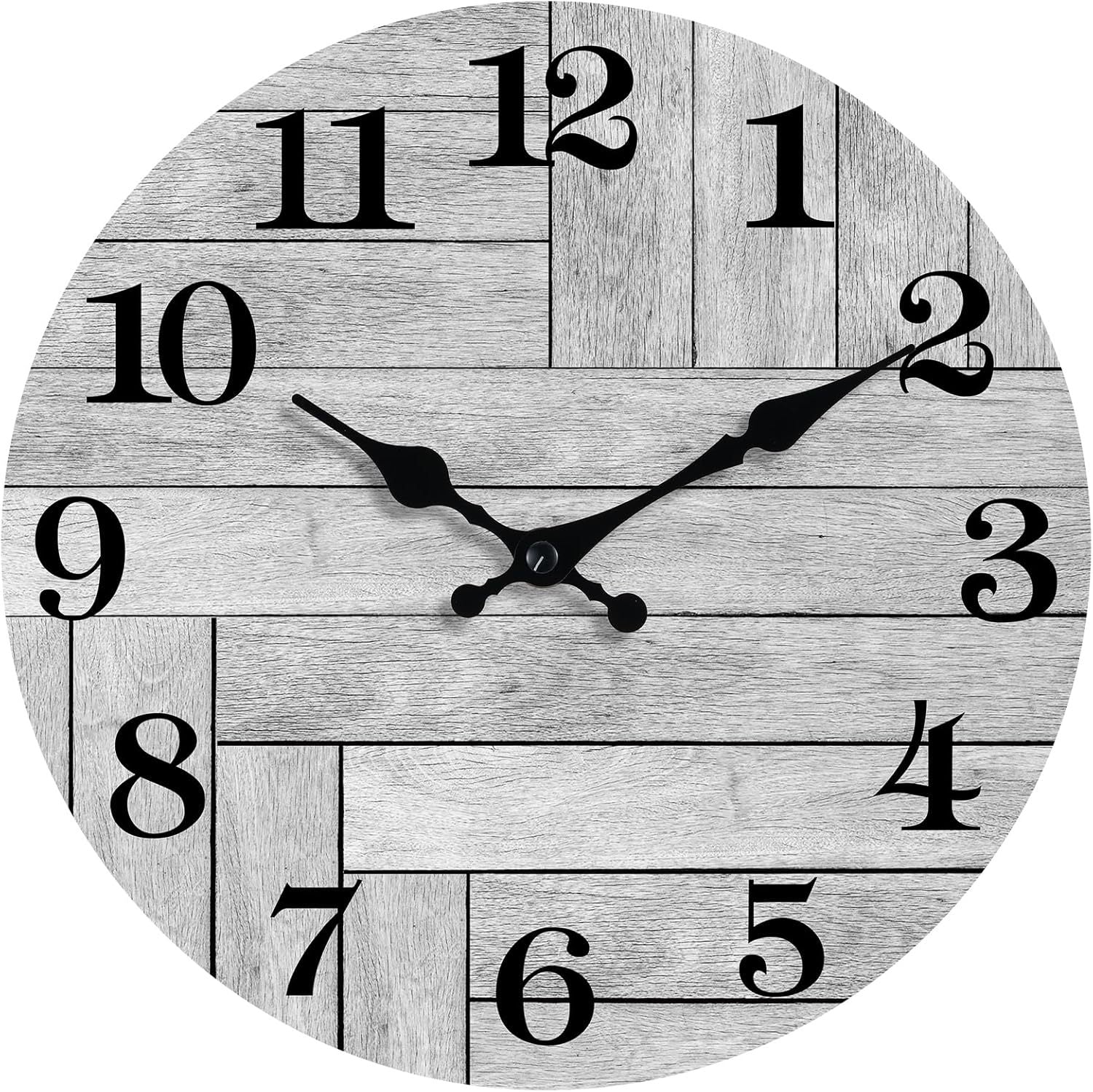 Simple wood grain living room clock, silent circular clock, wall mounted clock, home living room decoration clock 586