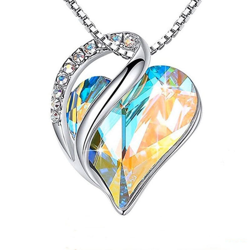 Love shaped geometric birth stone necklace jewelry women's collarbone chain gift 298