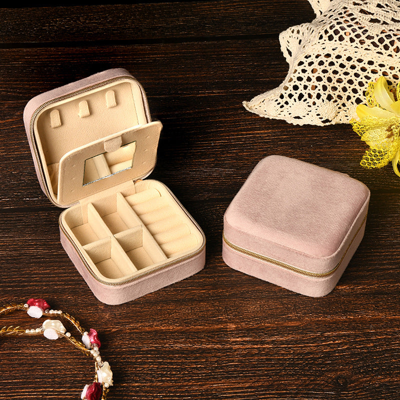 Simple and high-end ins swan velvet jewelry box with mirror 258