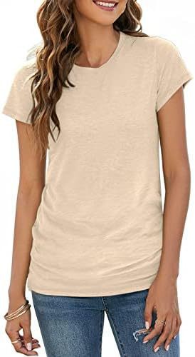 New Autumn Women's Solid Color Elastic Pullover Slim Fit Round Neck T-Shirt Short Sleeve 473