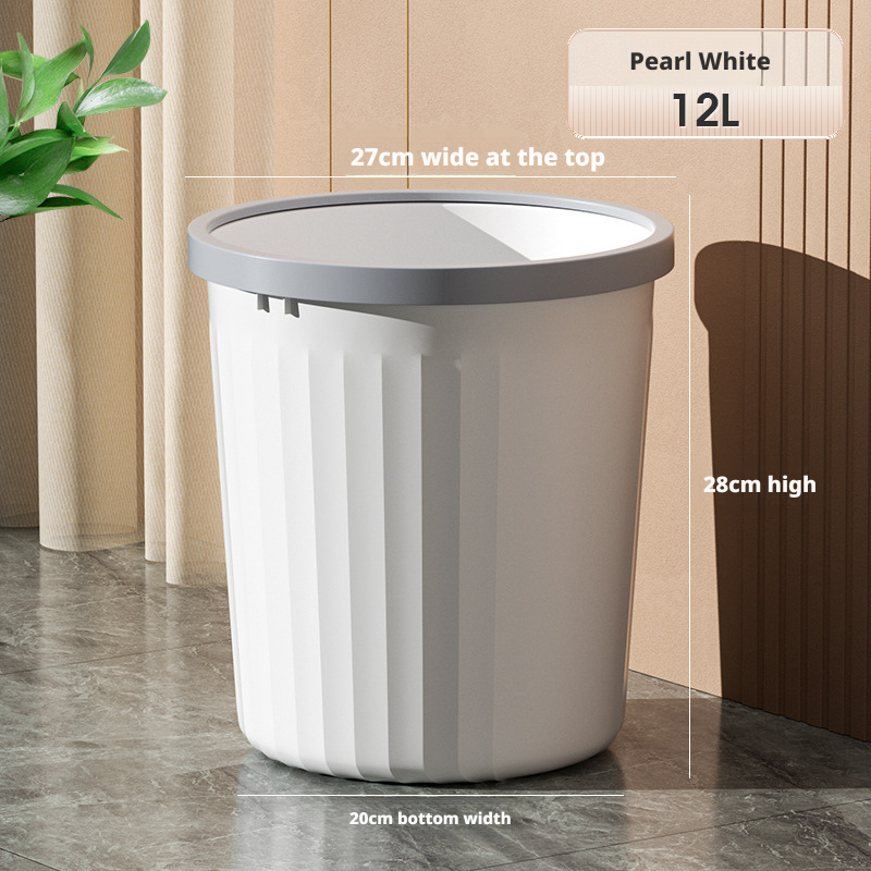 Plastic household kitchen bedroom toilet simple large size lidless pressure ring trash can 019