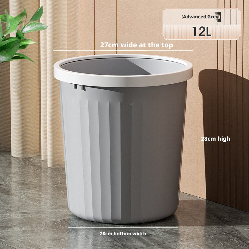 Plastic household kitchen bedroom toilet simple large size lidless pressure ring trash can 019