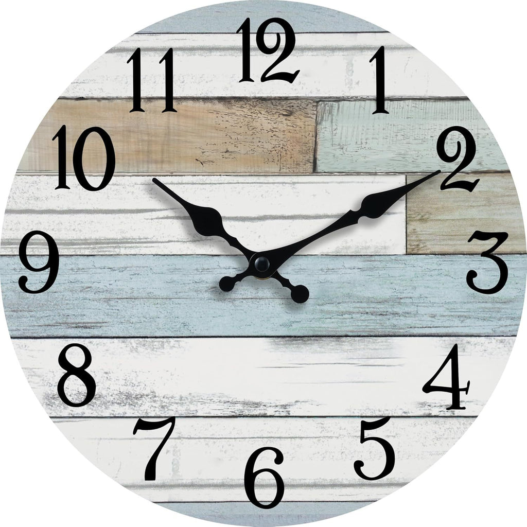 Simple wood grain living room clock, silent circular clock, wall mounted clock, home living room decoration clock 586