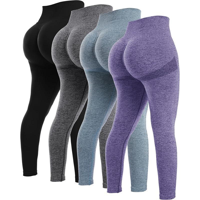 4 Piece Butt Lifting Workout Leggings for Women Seams Gym 430