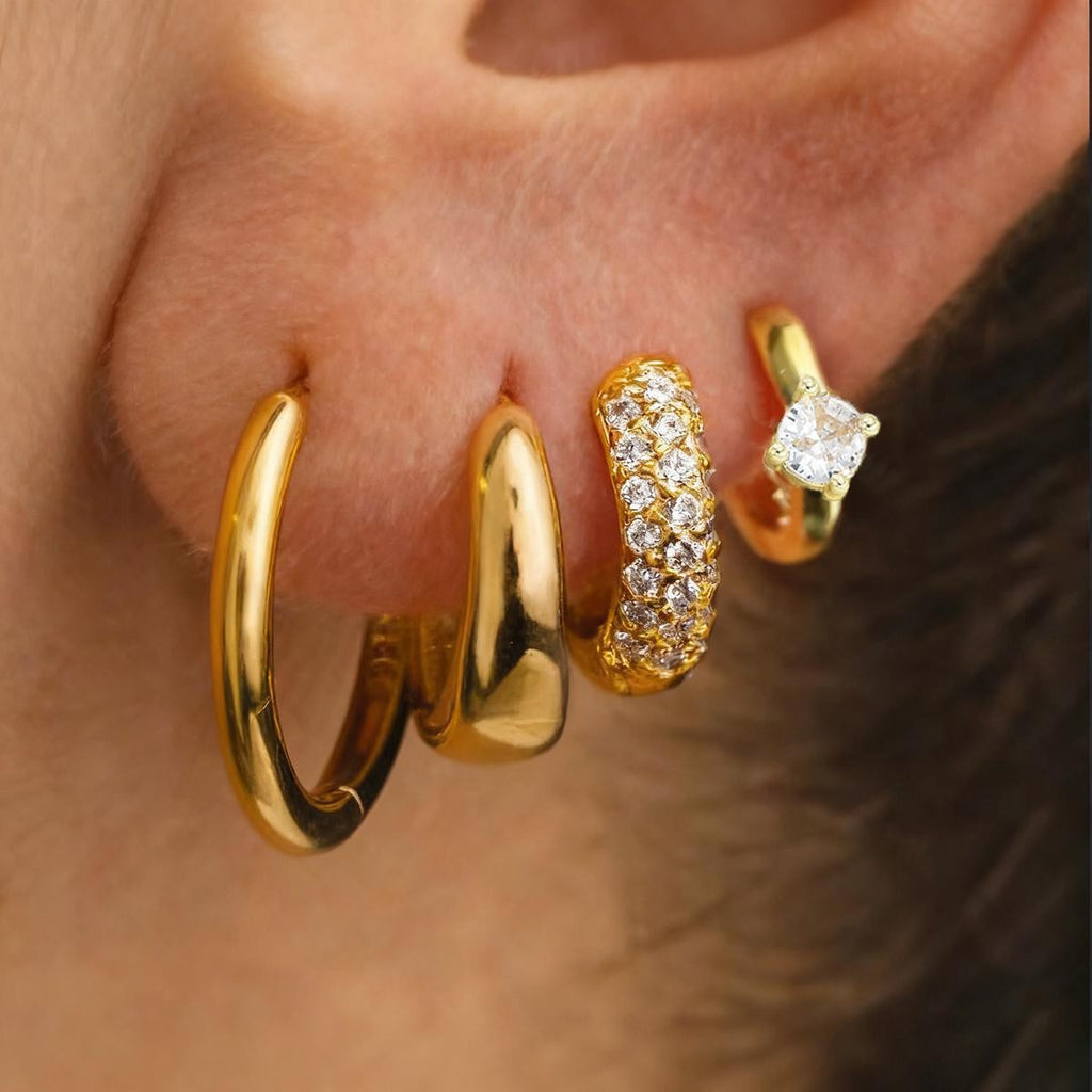 Inlaid zircon copper ear buckle creative temperament zirconia twist buckle earring set 3-piece set 277