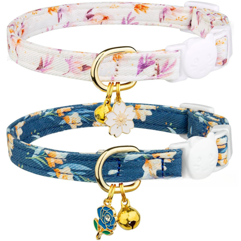 Cotton Cat Collar Comfortable, Breathable, Fashionable Pet Collar Noble, Elegant, Safe Buckle Neck 346