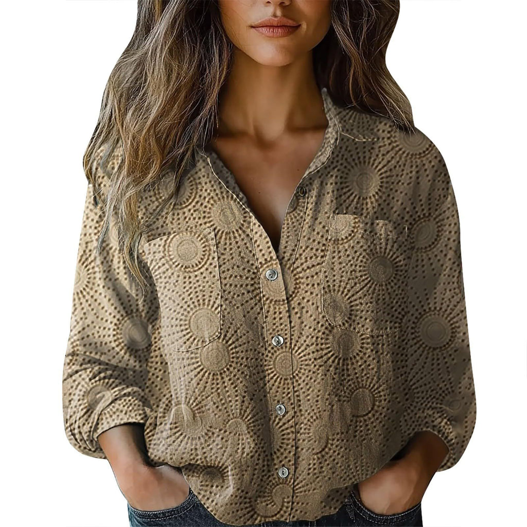 Women's shirt top V-neck printed shirt 082