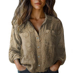 Women's shirt top V-neck printed shirt 082