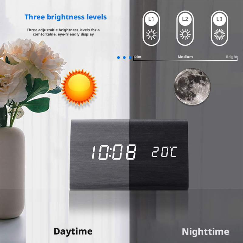 LED digital high-definition display alarm clock, children, students, elderly, lazy, study, voice controlled smart clock 587