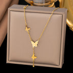 Shell necklace women's titanium steel lock chain 080