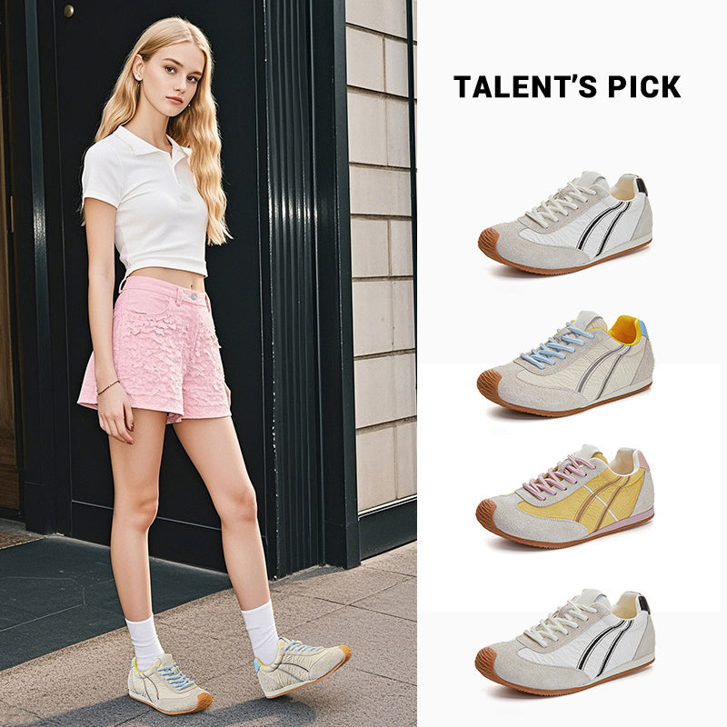 Breathable new leather low saturation German training women's shoes 045