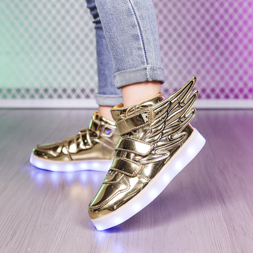 High-top winged light-up sole shoes with LED lights and charging function 096