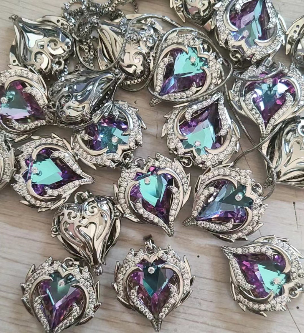 Ocean Heart Necklace Women's Love shaped Crystal Pendant 299