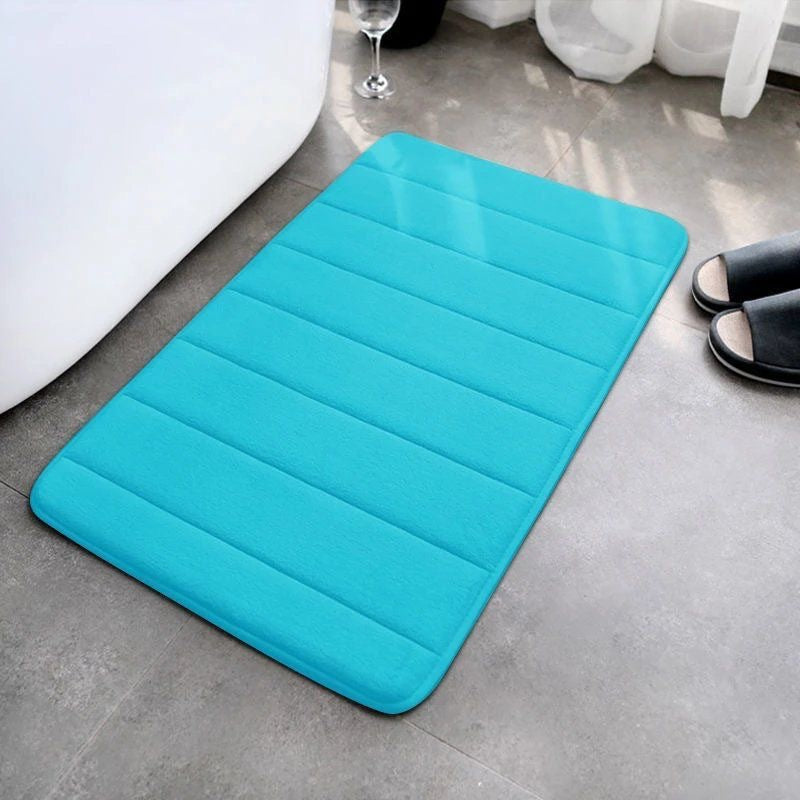 Striped seam coral fleece floor mat, anti slip and dirt resistant foot mat for bathroom and toilet 583