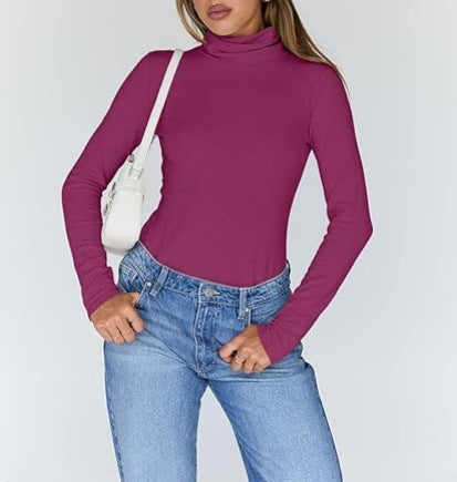 High-neck long-sleeved shirt, basic autumn thermal underwear 488