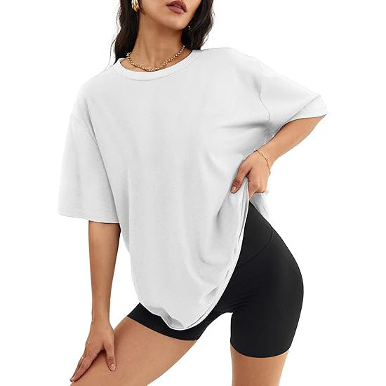 Plus Size Women's Round Neck T-Shirt Pullover Loose Short Sleeve 490