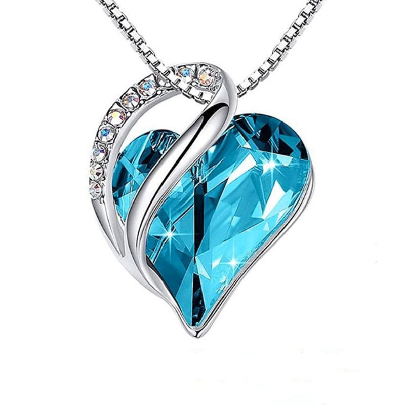 Love shaped geometric birth stone necklace jewelry women's collarbone chain gift 298