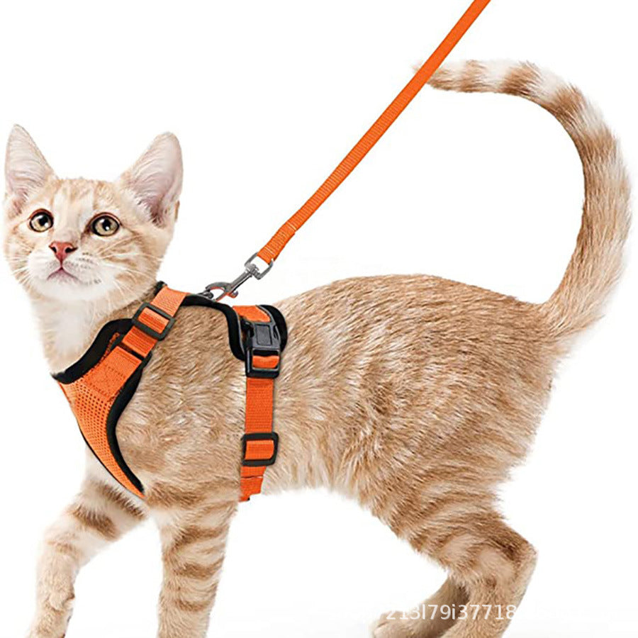 Pet supplies, breathable chest straps for cats, reflective anti slip, cat walking rope 257