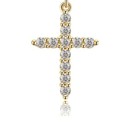 S925 sterling silver full diamond cross necklace neckchain, American hip-hop 279