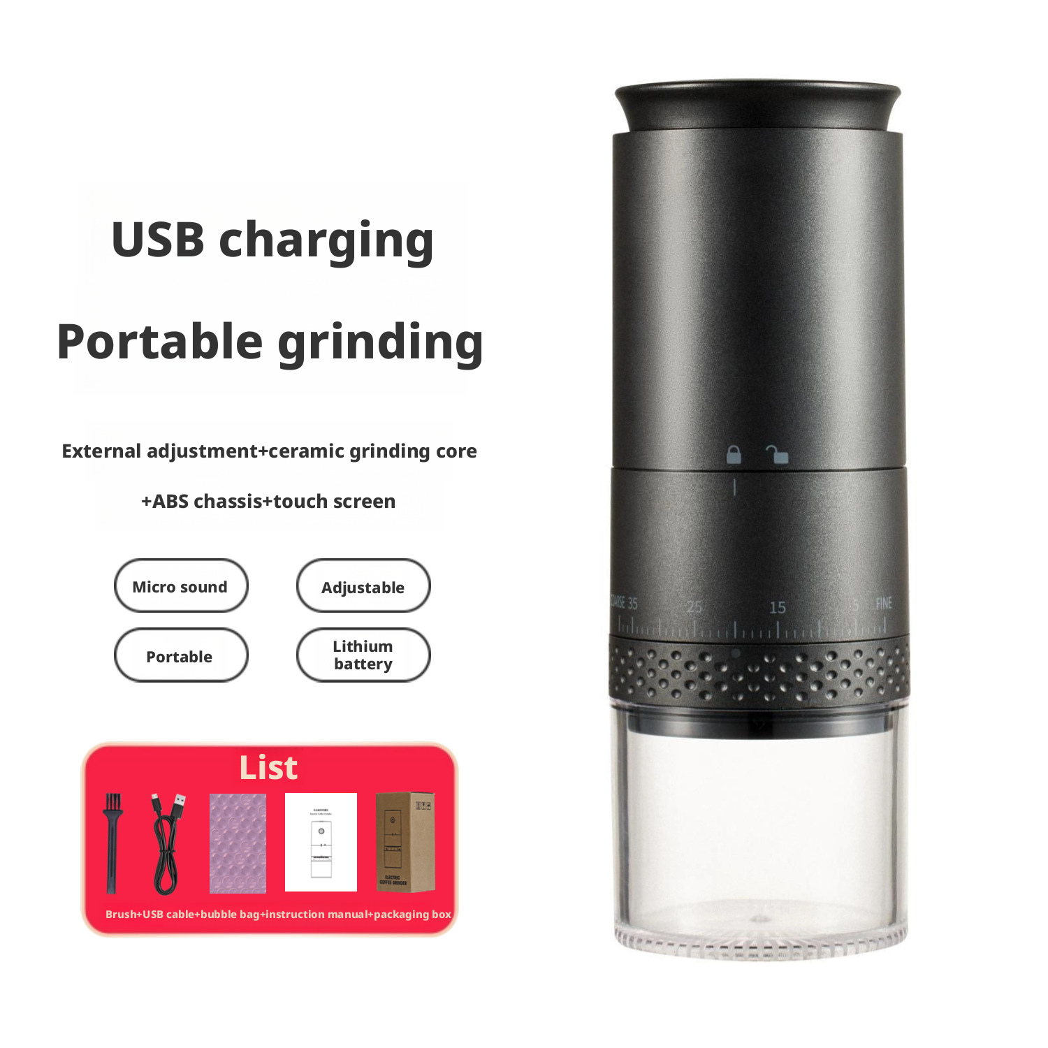 Coffee bean grinder, electric grinder, grinding machine 164