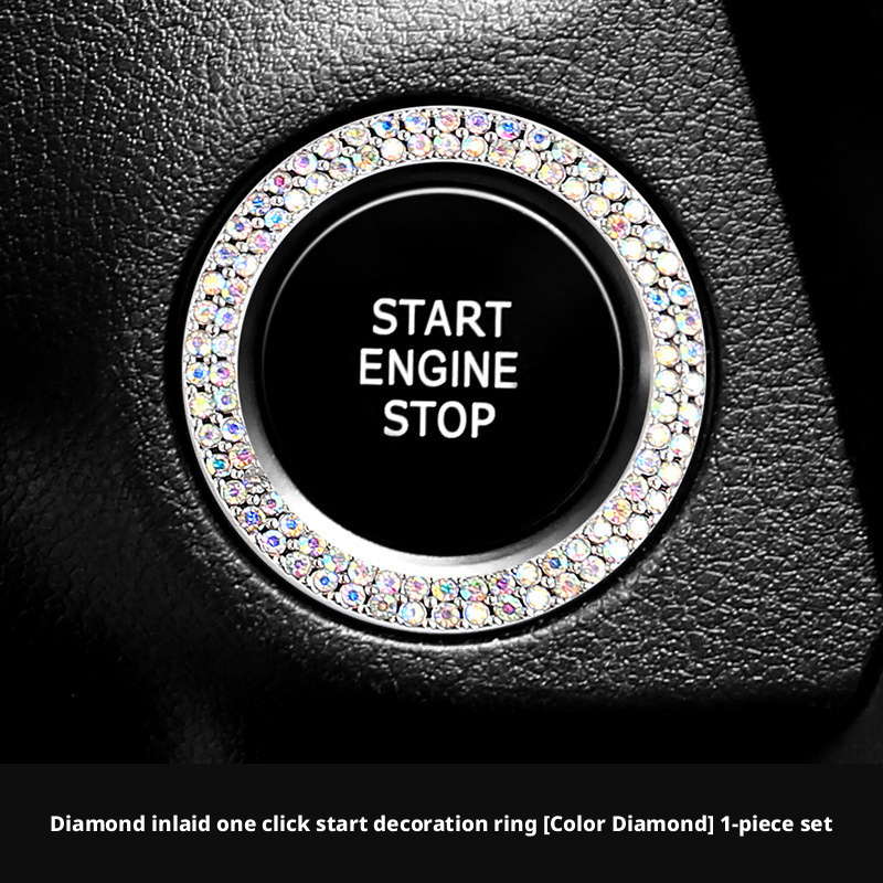 One key start decoration sticker for cars, protective cover modification, ignition switch button sticker 389