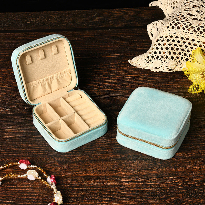 Simple and high-end ins swan velvet jewelry box with mirror 258