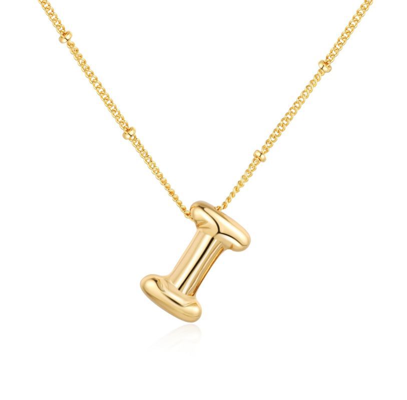 26 letter necklace stainless steel chubby bubble letter English necklace 263