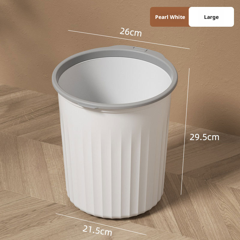 Plastic household kitchen bedroom toilet simple large size lidless pressure ring trash can 019