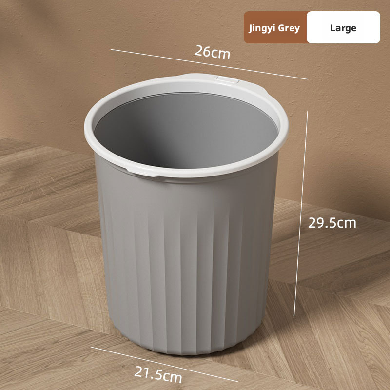 Plastic household kitchen bedroom toilet simple large size lidless pressure ring trash can 019