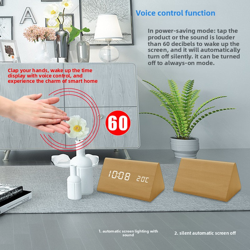 LED digital high-definition display alarm clock, children, students, elderly, lazy, study, voice controlled smart clock 587