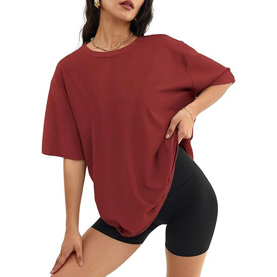 Plus Size Women's Round Neck T-Shirt Pullover Loose Short Sleeve 490