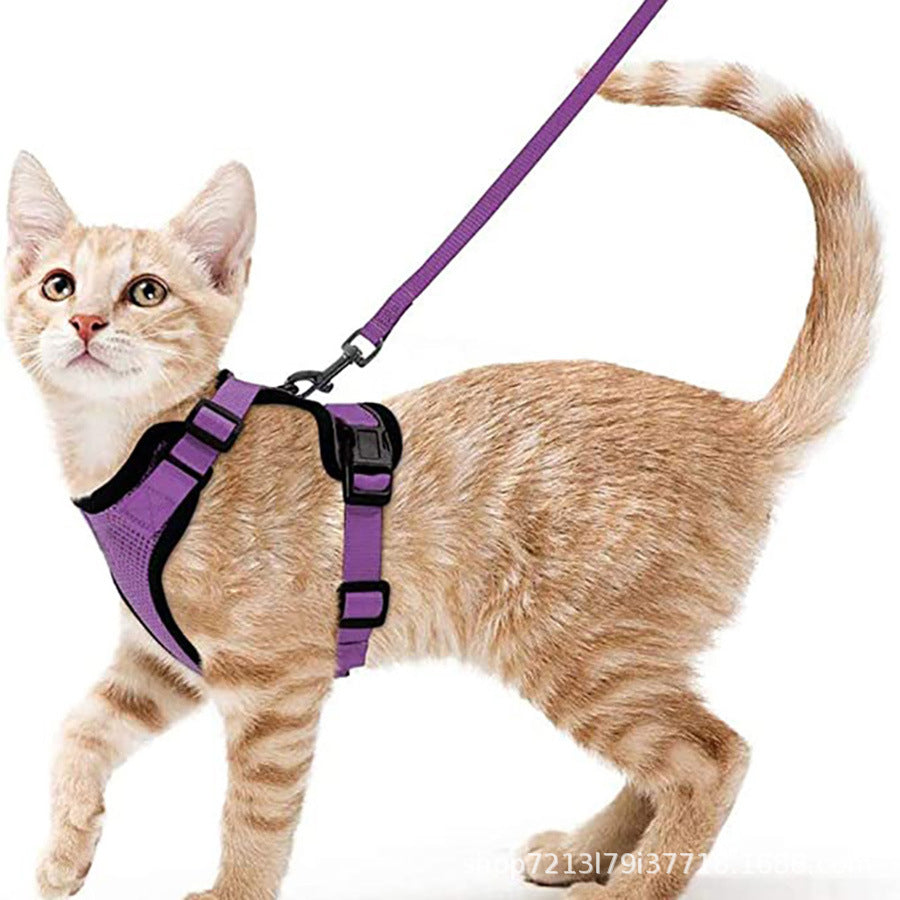 Pet supplies, breathable chest straps for cats, reflective anti slip, cat walking rope 257