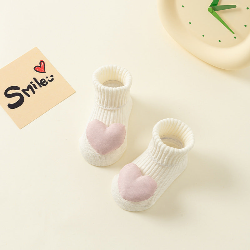 Newborn baby A-type cotton adhesive anti slip cartoon floor socks 075