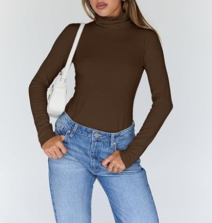 High-neck long-sleeved shirt, basic autumn thermal underwear 488
