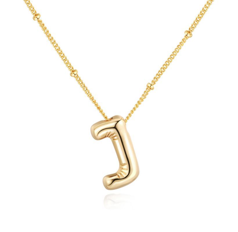 26 letter necklace stainless steel chubby bubble letter English necklace 263