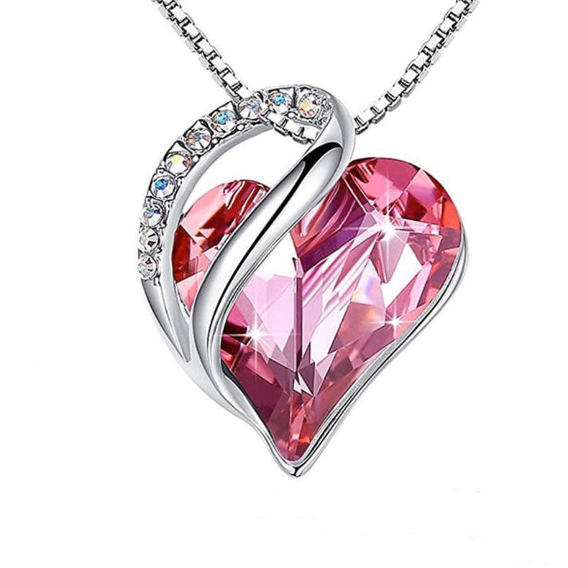 Love shaped geometric birth stone necklace jewelry women's collarbone chain gift 298