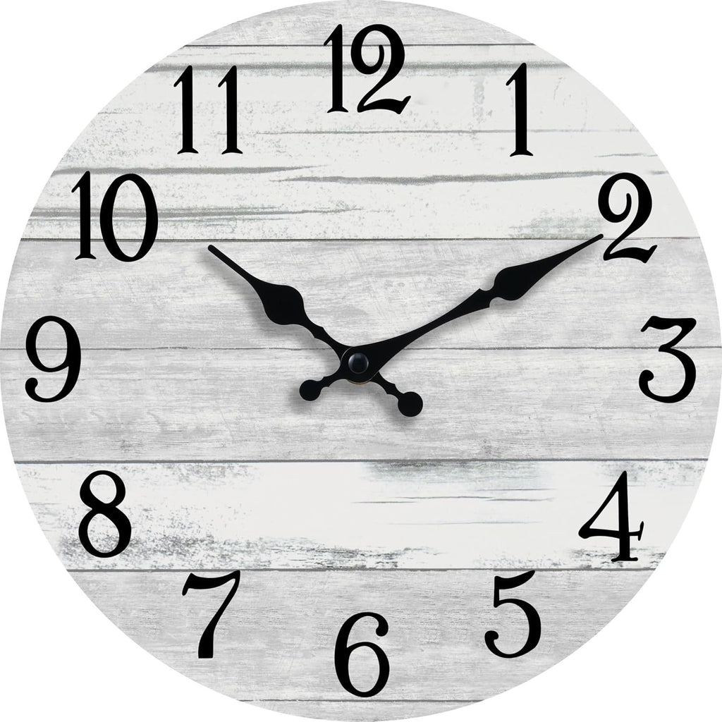 Simple wood grain living room clock, silent circular clock, wall mounted clock, home living room decoration clock 586
