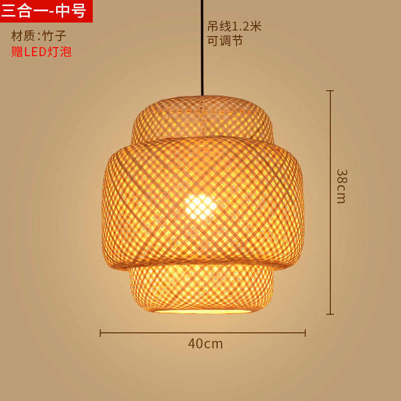 Bamboo woven lanterns and pendant lights, new Chinese style, bamboo art lights for restaurants and shops, commercial use 599